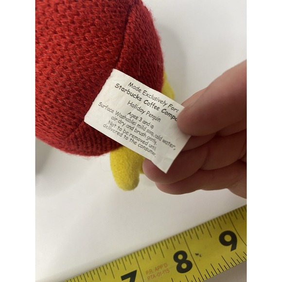 Starbucks Red Penguin Knit Plush 6" 2007 Holiday Christmas Stuffed Winter Animal - Picture 6 of 7